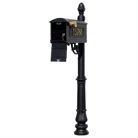 Qualarc Mailbox w/Locking Insert, ornate base, pineapple finial LMC-LKIT-703-BLK